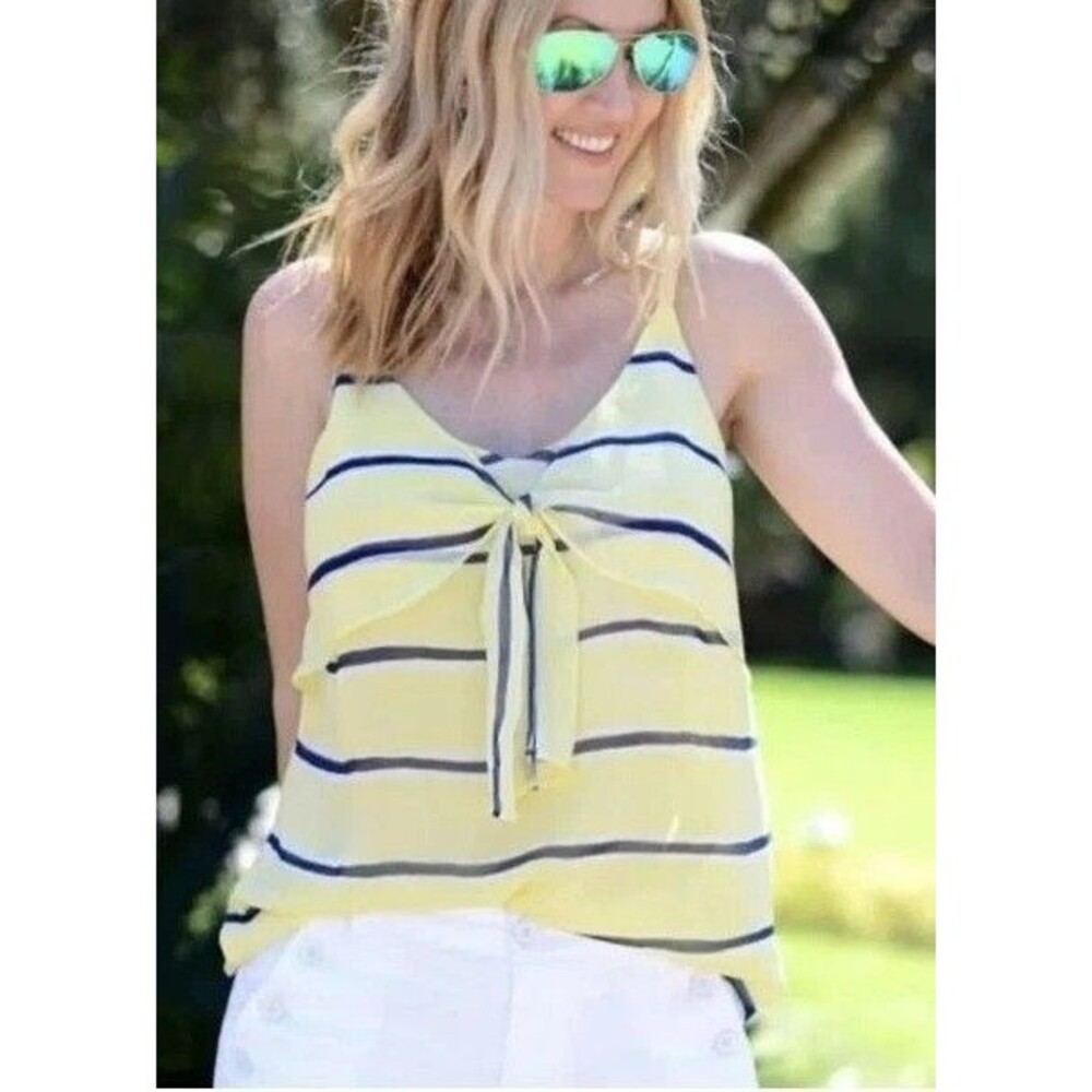 Cabi Riviera Yacht Striped Knot Front‎ Chiffon Cami Top XL